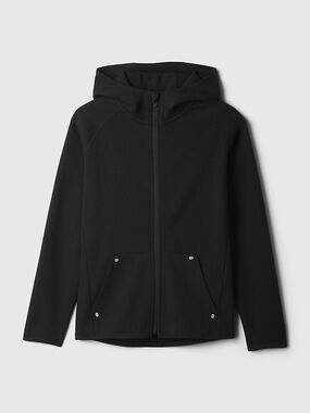 Kids Gap GapFit Tech Hoodie True Black Full Zip sz M 8